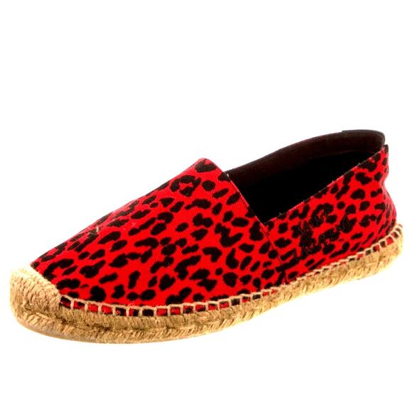 Saint Laurent -  Canvas Leopard‑Print Espadrilles Red/Black  - Size 38 - Picture 6 of 6